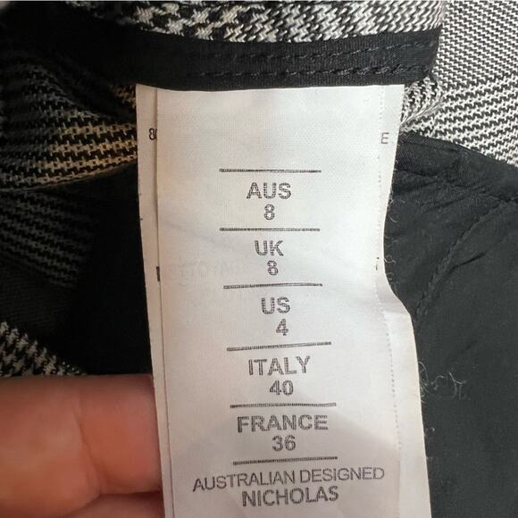 Nicholas belted paperbag pants Glen plaid Sz 4 - Picture 4 of 8